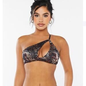 NWT Savage x Fenty Cold-Hearted Snake Asymmetrical Lace Bralette Bra size Large